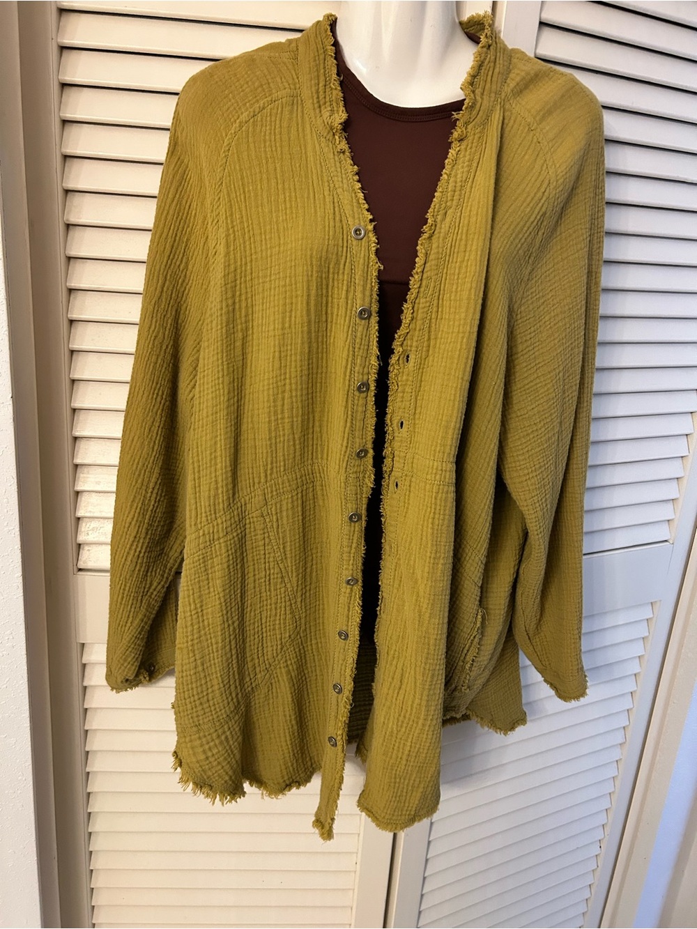 We the free summer daydream Olive Fringe Button-Front Women's